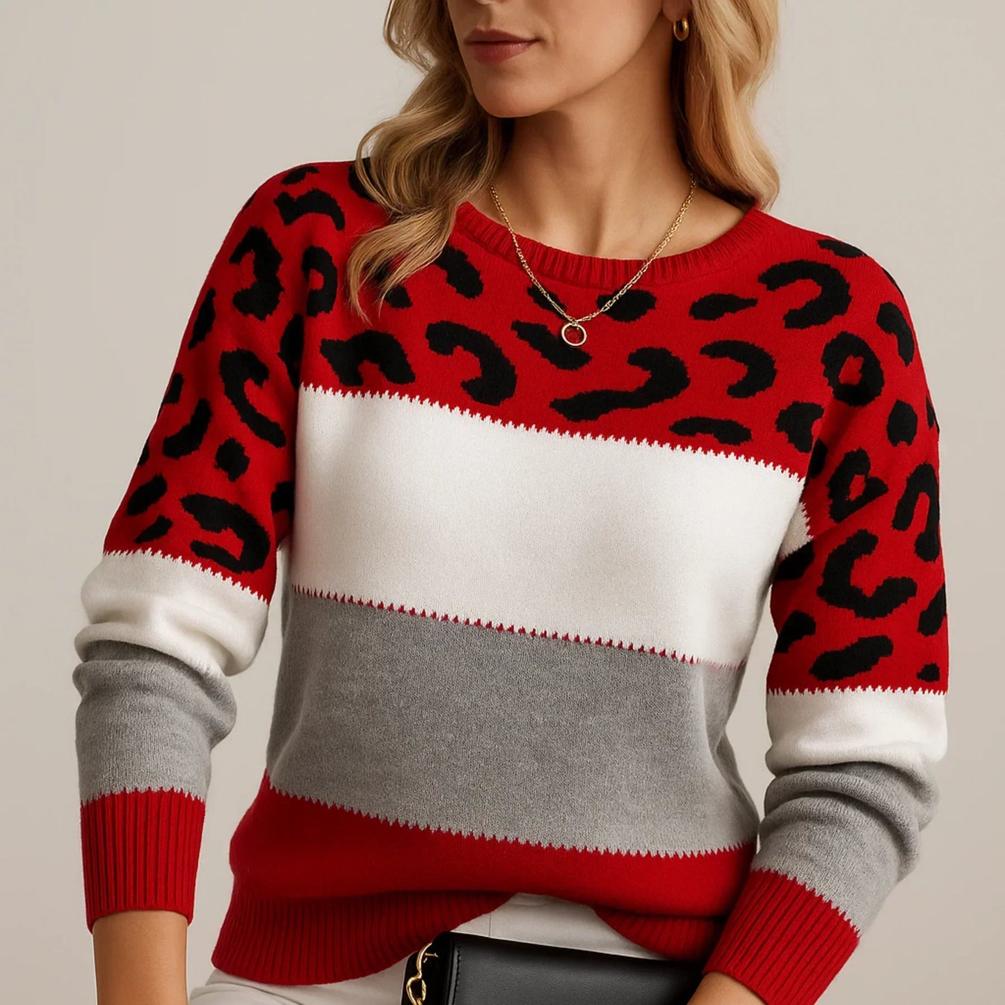 Aurélie | Pull tricoté à motif léopard