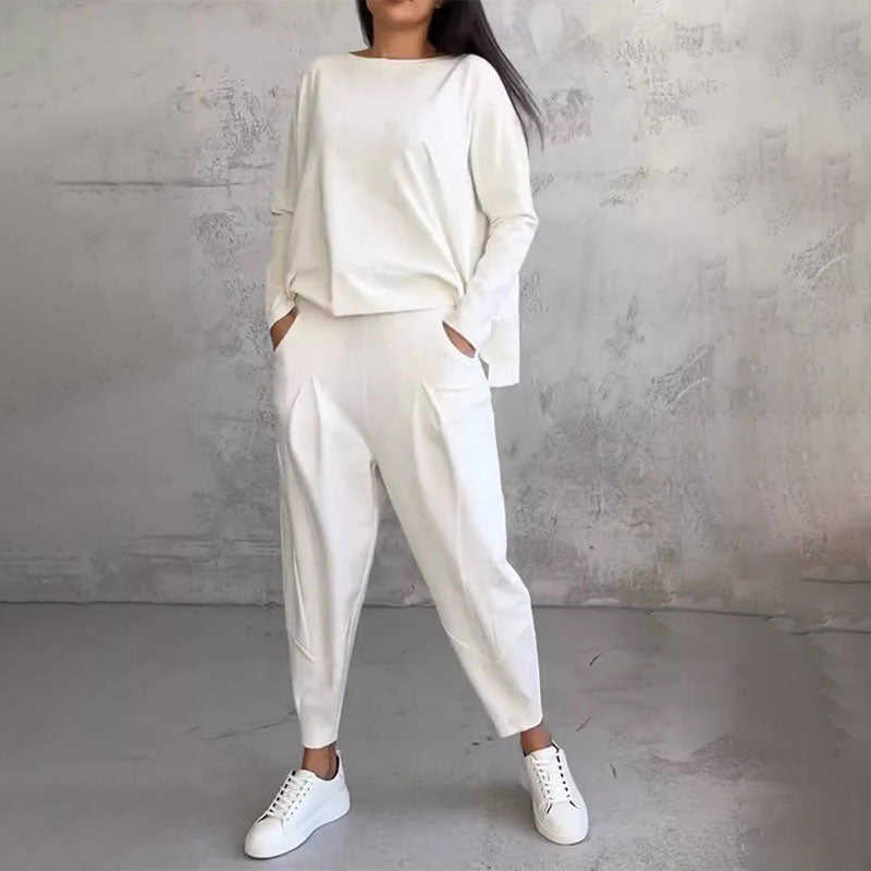Amélie | Ensemble chic deux-pièces manches longues & pantalon fluide