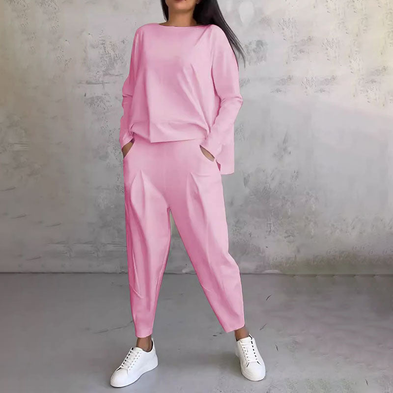 Amélie | Ensemble chic deux-pièces manches longues & pantalon fluide