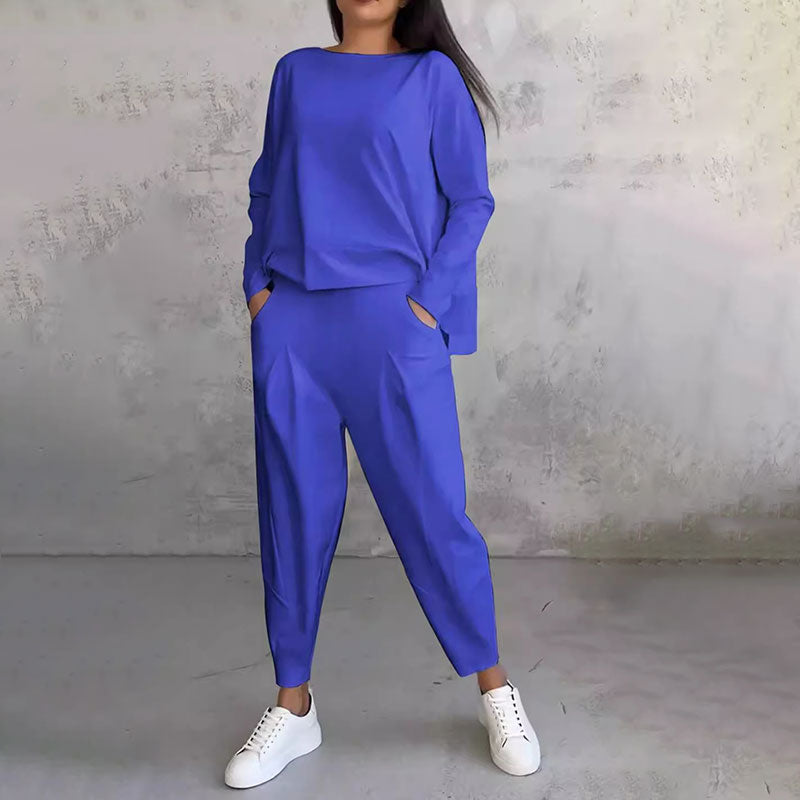 Amélie | Ensemble chic deux-pièces manches longues & pantalon fluide