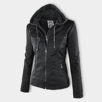 MP | Veste en cuir à la mode avec capuche