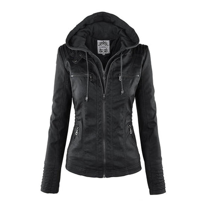 MP | Veste en cuir à la mode avec capuche
