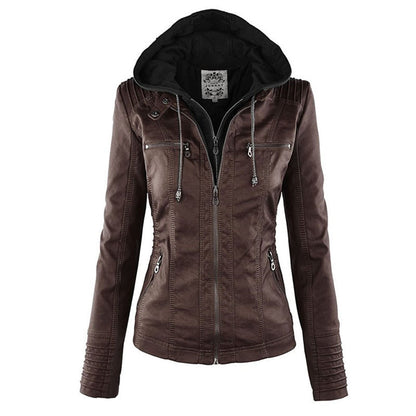 MP | Veste en cuir à la mode avec capuche