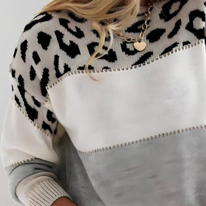 Aurélie | Pull tricoté à motif léopard