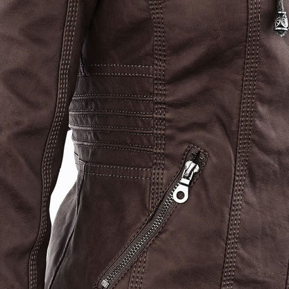 MP | Veste en cuir à la mode avec capuche