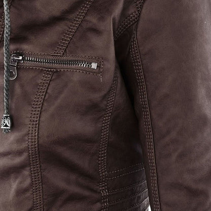MP | Veste en cuir à la mode avec capuche