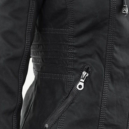 MP | Veste en cuir à la mode avec capuche