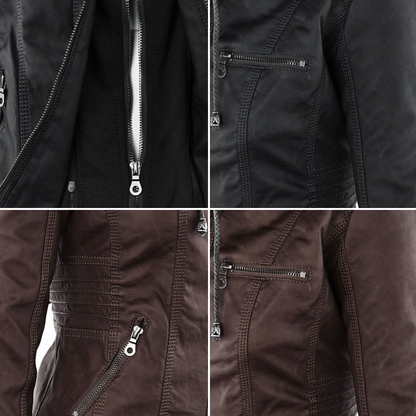 MP | Veste en cuir à la mode avec capuche