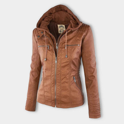 MP | Veste en cuir à la mode avec capuche