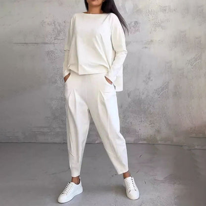 Amélie | Ensemble chic deux-pièces manches longues & pantalon fluide